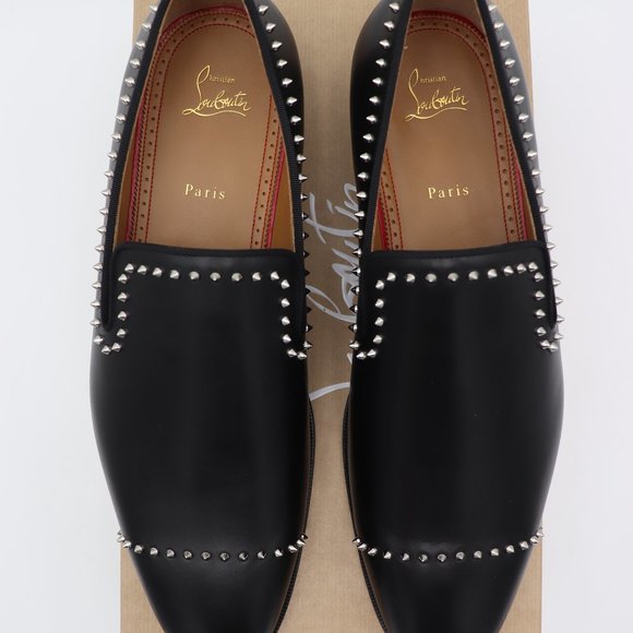 NWT Christian Louboutin Men\'s Dandy Cloo Black Leather Spike Flats Loafe… main image 10
